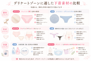デリケートゾーンに適した下着素材の比較イラスト