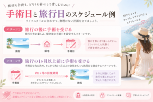 小陰唇縮小の手術日と温泉旅行の日程調整イメージ